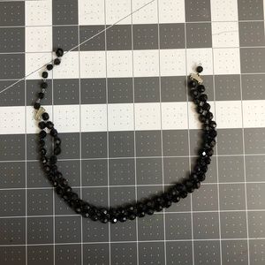 Vintage antique Victorian jet hand cut bead necklace double stranded